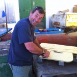 Noel helping to lighten the rudder weight on this lightweight speed campaign