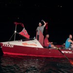 Kez, Andrew, Mikey and Simon rowing into Port St Charles Yacht Club