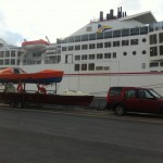 Titan and Pacific Pete getting on the ferry from Spain to Gran Canaria