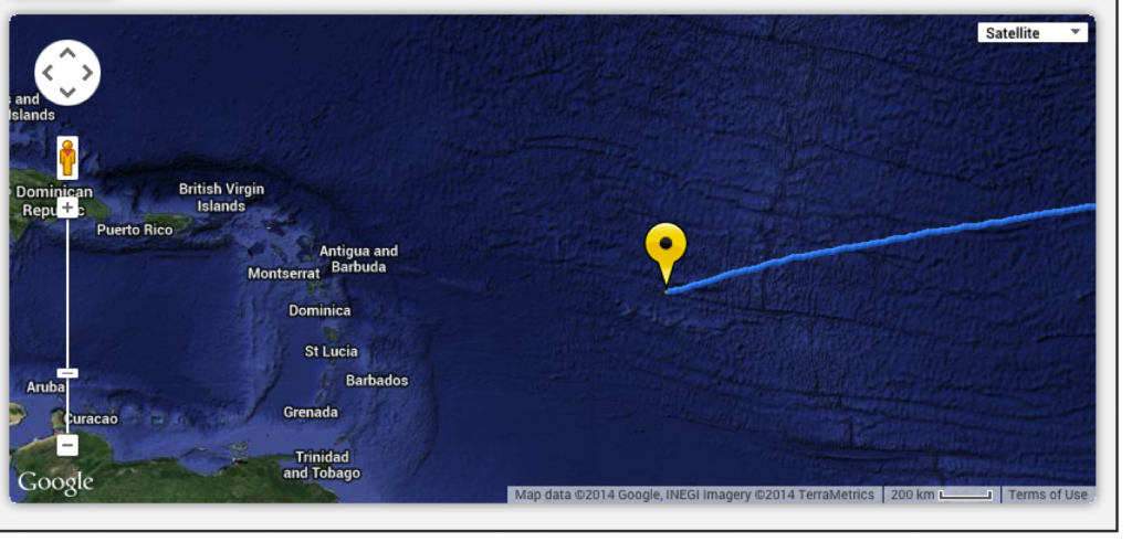 Under 600 nm mark to Barbados (Feb 2014)