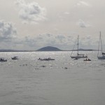 A flotilla of boats, kayaks and ribs went out to see Fedor arrive